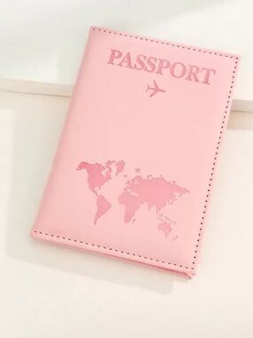 Pink Passport Holder with World Map